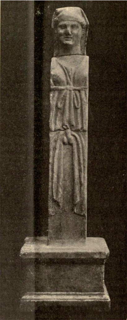 III.8.8 Pompeii. 
Marble table-leg depicting a hermaphrodite, found near the west wall.
See Notizie degli Scavi di Antichità, 1905, (p. 276)