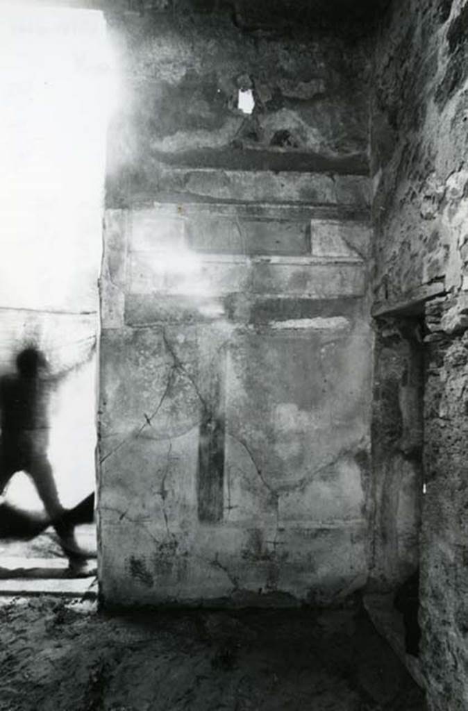 V.1.7 Pompeii. 1972. House of the Bull, second doorway, third room, right of atrium, W wall.  Photo courtesy of Anne Laidlaw.
American Academy in Rome, Photographic Archive. Laidlaw collection _P_72_8_24.