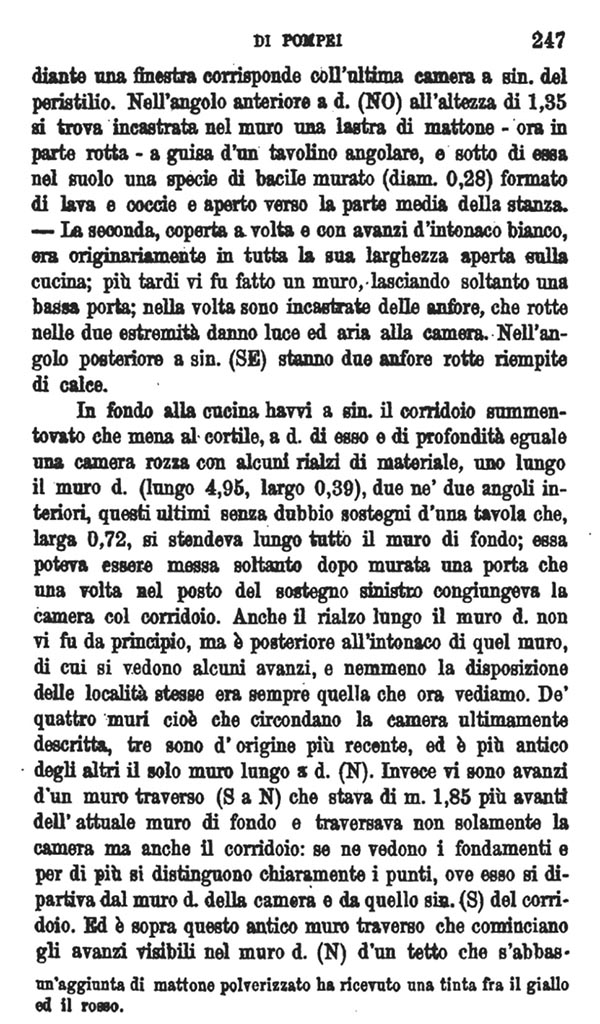 V.1.10 Pompeii. 1876 description of house.
Bullettino dell’Instituto di Corrispondenza Archeologica (DAIR), 1876, p.247.