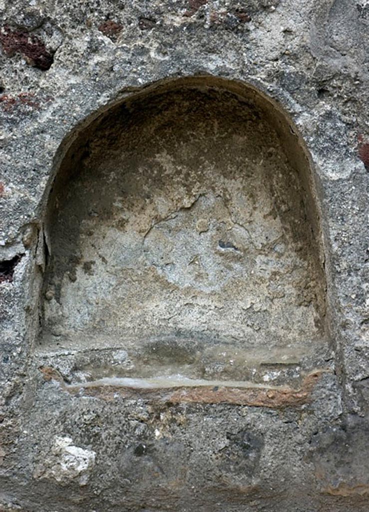 V.1.11 Pompeii. c.2005-7? 
Room “t”, lararium niche in kitchen. Photo by Hans Thorwid.
Photo courtesy of The Swedish Pompeii Project.