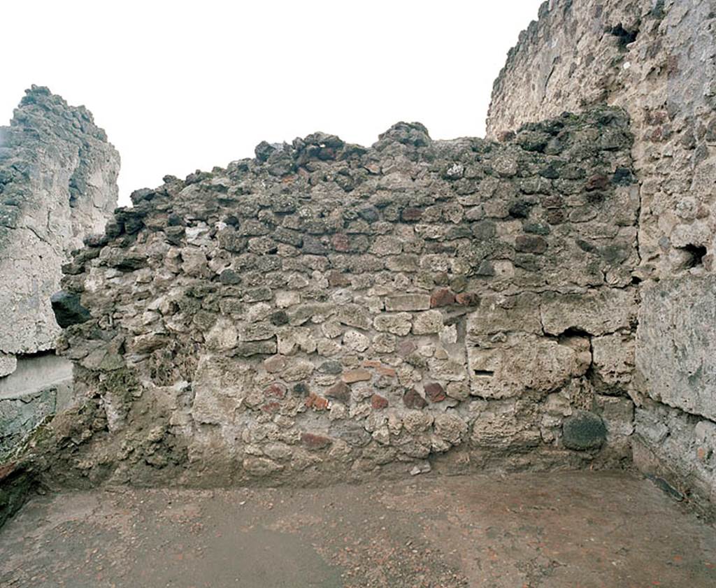 V.1.13 Pompeii. Pre 2012. West wall of room “e”. Photo by Hans Thorwid. 
Photo courtesy of the Swedish Pompeii Project.