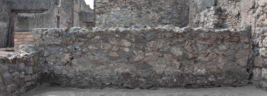 V.1.15 Pompeii. Post 2008. West wall of room “g”, after restoration in 2008. Photo by Hans Thorwid. 
Photo courtesy of the Swedish Pompeii Project.