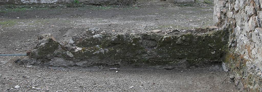 V.1.15 Pompeii. Pre 2008.  Room “g”, west side of south wall. Photo by Hans Thorwid.  
“South wall, west part. 
This stretch of preserved wall shows that the location of the door is to be found to the east, presumably by the east end of the wall. 
The foundation gives no indication to the exact location of the door.”
Photo and words courtesy of the Swedish Pompeii Project.