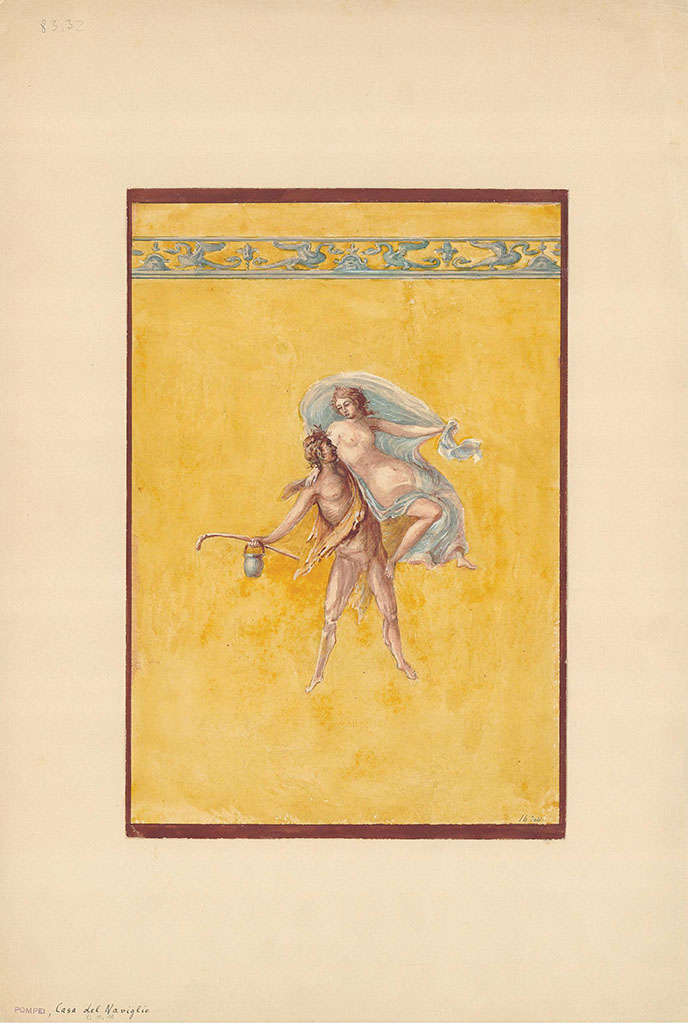VI.10.11 Pompeii. Copy of wall painting of satyr and maenad, oecus/triclinium “n”.
DAIR 83.32. Photo © Deutsches Archäologisches Institut, Abteilung Rom, Arkiv. 
See http://arachne.uni-koeln.de/item/marbilder/5022207