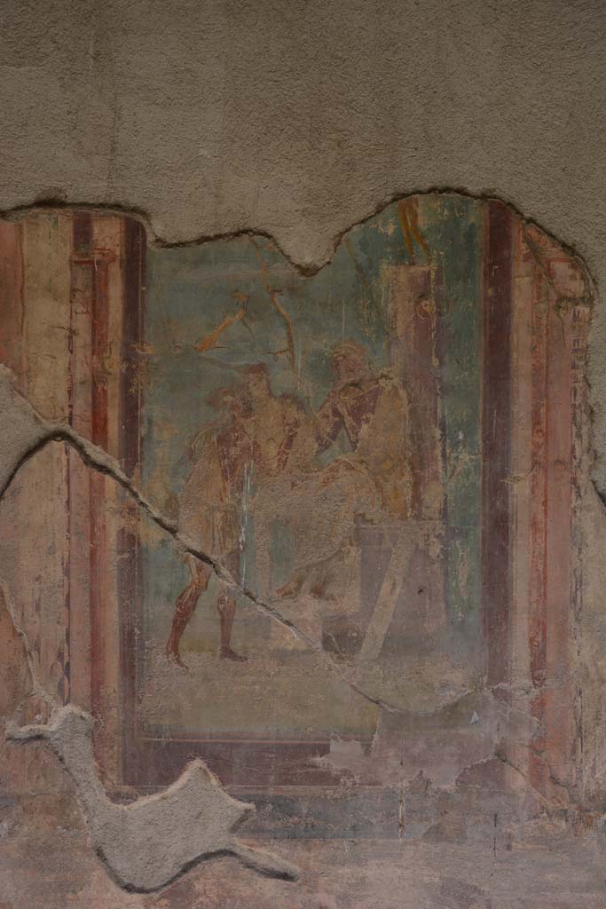 V.1.18 Pompeii. October 2019. Exedra “y”, central wall painting on north wall. 
Foto Annette Haug, ERC Grant 681269 DÉCOR.