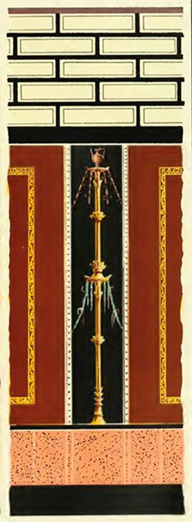 V.1.18 Pompeii. 1882 copy of wall decoration in atrium "b".
See Presuhn E., 1882. Pompeji: Die Neuesten Ausgrabungen  von 1874 bis 1881. Leipzig: Weigel. Abtheilung II, Taf IV (right).
