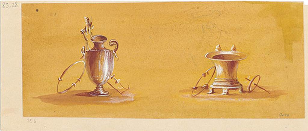 V.1.18 Pompeii. Copy of wall painting of Krater and Hydria from cubiculum “d”.
DAIR 83.28 Photo © Deutsches Archäologisches Institut, Abteilung Rom, Arkiv. 
See http://arachne.uni-koeln.de/item/marbilder/5022204