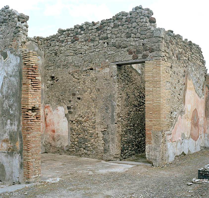 V.1.18 Pompeii. c.2005-2008.  
East wall of Ala “e” and corridor “h” to peristyle “i”. Photo by Hans Thorwid.
Photo courtesy of The Swedish Pompeii Project.