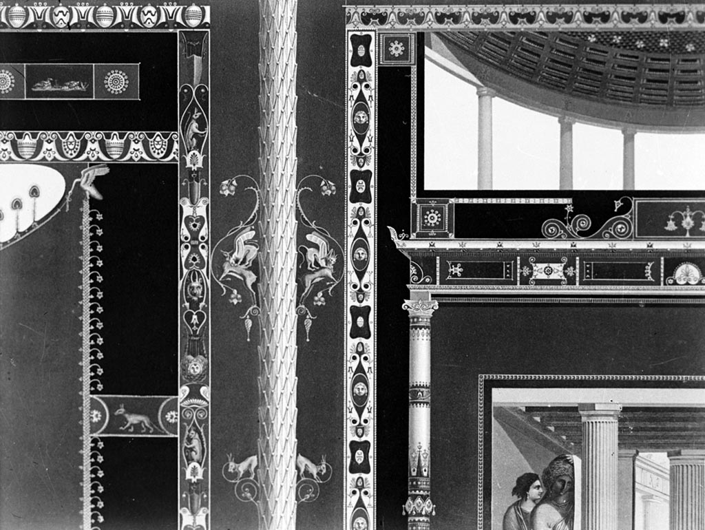 V.1.26 Pompeii. W.323. Room “i”, detail from the centre of the south wall of the tablinum.
Photo by Tatiana Warscher. Photo © Deutsches Archäologisches Institut, Abteilung Rom, Arkiv.