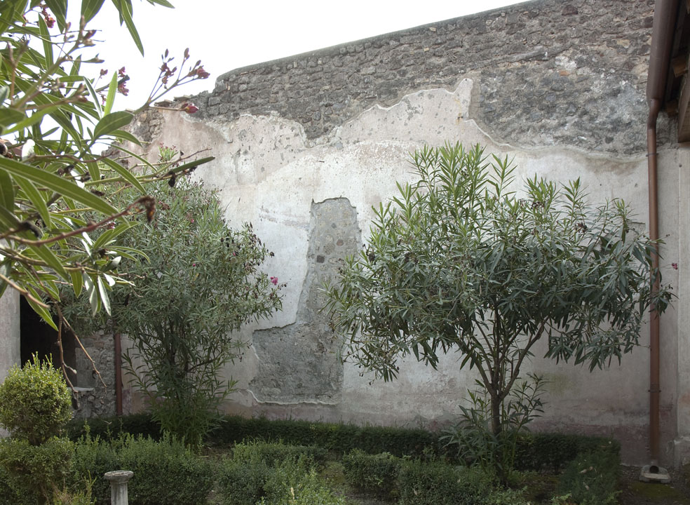 V.1.26 Pompeii. 2012?  Room L, south wall of peristyle garden. Photo by Hans Thorwid.
Photo courtesy of The Swedish Pompeii Project.