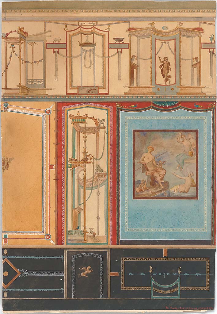 V.2.1 Pompeii. 1888. Room 15, painting by Max Littmann of east wall.
Photo © Architekturmuseum der TU München; Bilddatei-Nr. tum930876. CC-BY-NC-ND