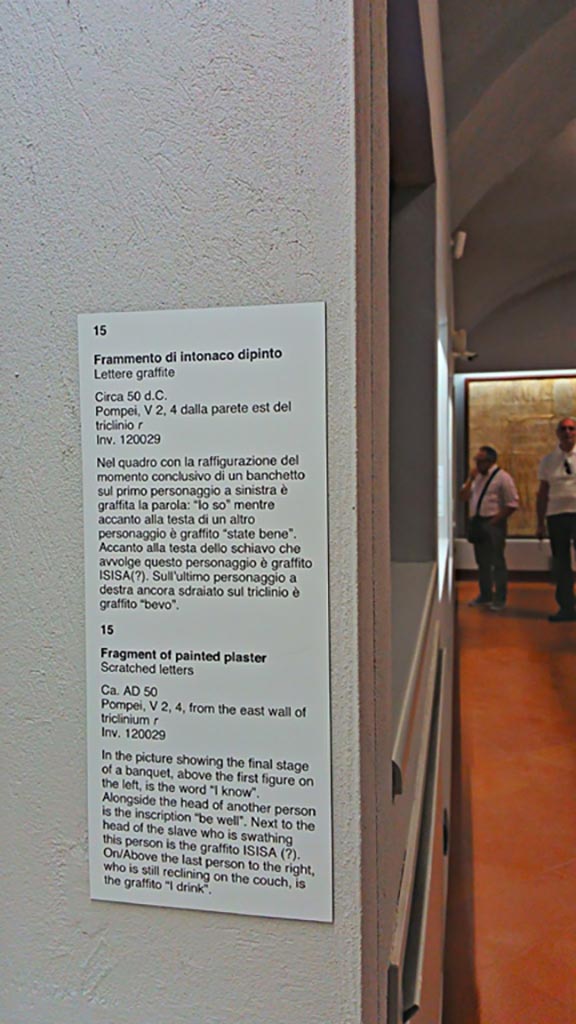 V.2.4 Pompeii. Information card from Naples Archaeological Museum. 
Photo courtesy of Giuseppe Ciaramella, June 2017.
