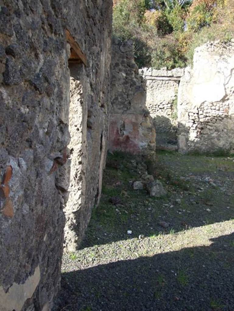 V.2.19 Pompeii. December 2007. West wall, site of steps to upper floor, with doorway to V.2.17.