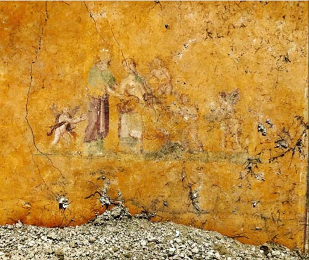 V.2.21 Pompeii. June 2018. Room A9 north wall detail of fresco of wounded Adonis with Venus and cupids.
Photograph © Parco Archeologico di Pompei.