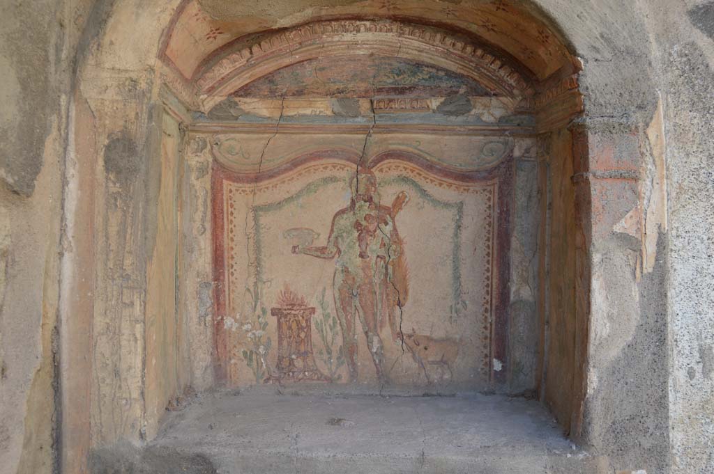 V.2.h Pompeii. October 2017. Walkway ‘k’, detail of lararium painting.
Foto Taylor Lauritsen, ERC Grant 681269 DÉCOR.