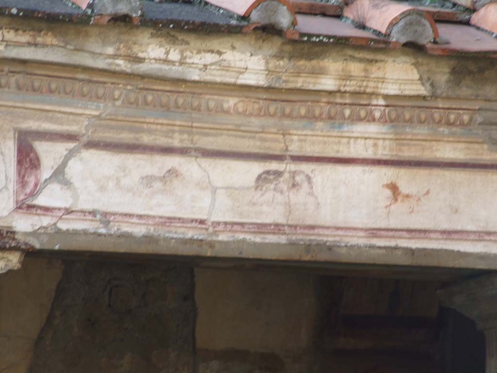 V.2.i Pompeii. December 2007. Room 23, details of painted lintels in Rhodian peristyle.