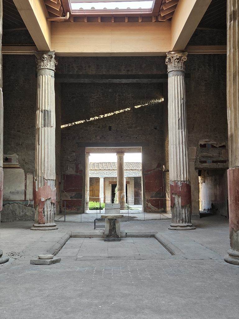 V.2.i Pompeii. November 2024. 
Room 1, looking south towards impluvium in atrium. Photo courtesy of Annette Haug.