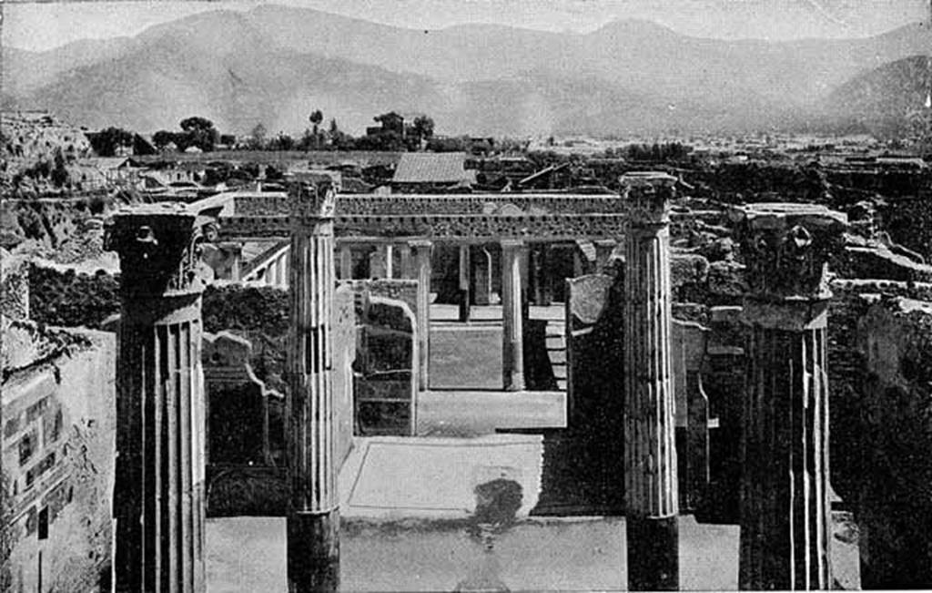 V.2.i Pompeii. c.1892. Looking south from atrium across tablinum, room 7, into peristyle. Photo courtesy of Rick Bauer.