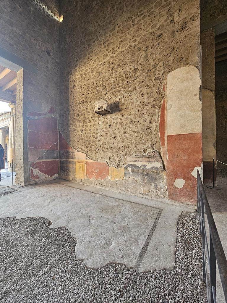 V.2.i Pompeii. November 2024. 
Tablinum 7, looking south north along west wall. Photo courtesy of Annette Haug.