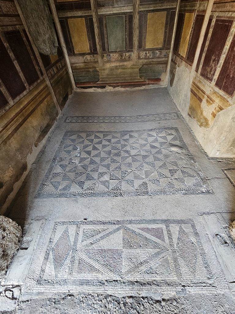 V.2.i Pompeii. November 2024. 
Room 18, looking south from threshold of doorway across flooring. Photo courtesy of Annette Haug.