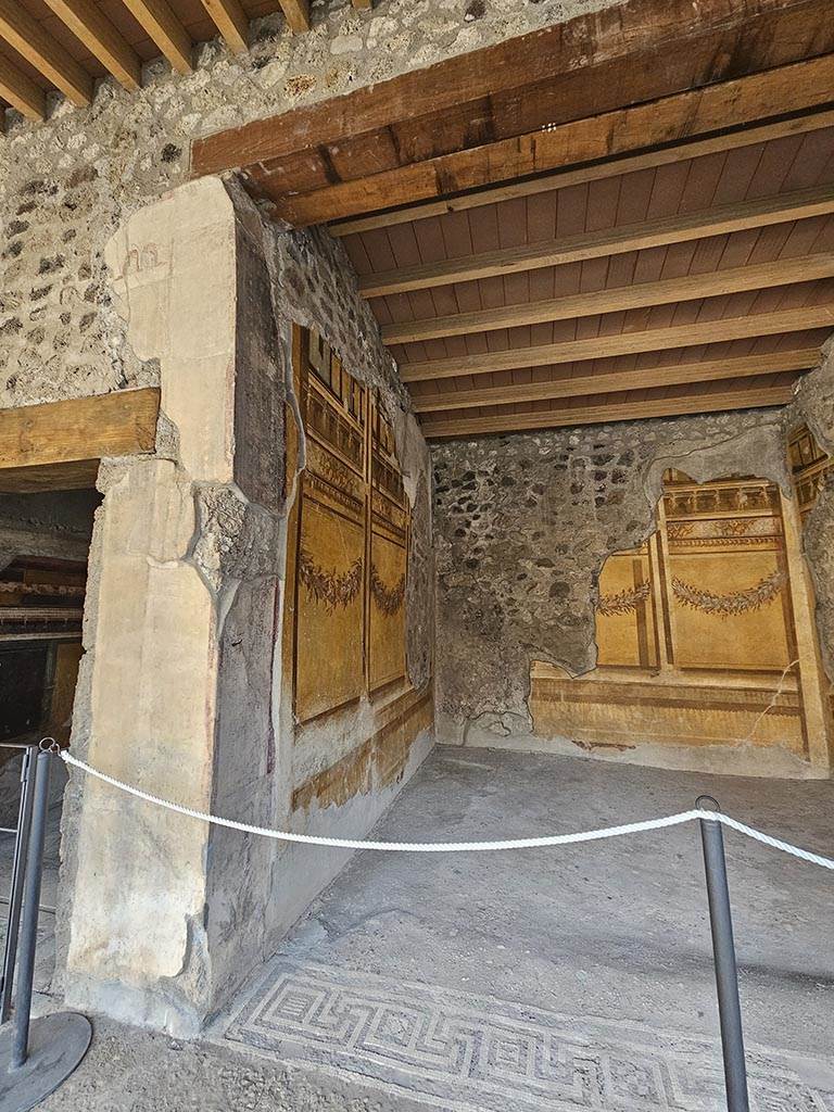 V.2.i Pompeii. November 2024. 
Room 19, looking south along east wall towards south-east corner. Photo courtesy of Annette Haug.