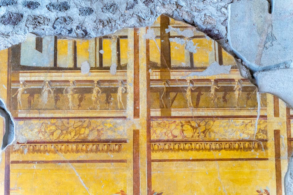 V.2.i Pompeii. March 2023. 
Room 19, upper east wall of exedra at north end. Photo courtesy of Johannes Eber.