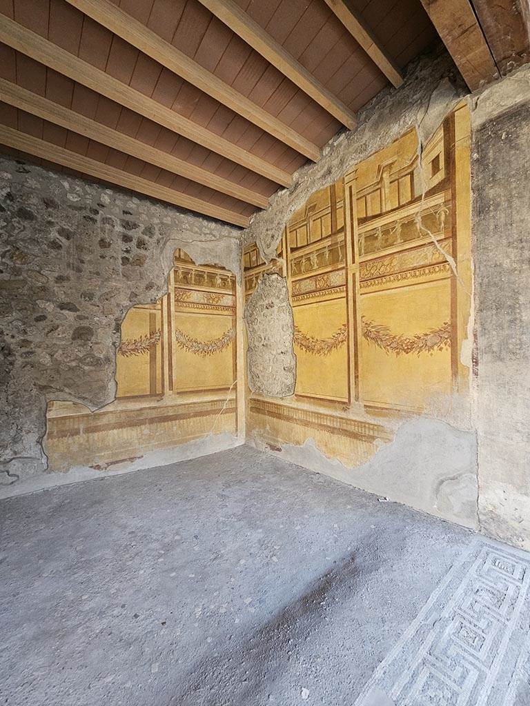 V.2.i Pompeii. November 2024. 
Room 19, looking towards south-west corner and west wall. Photo courtesy of Annette Haug.