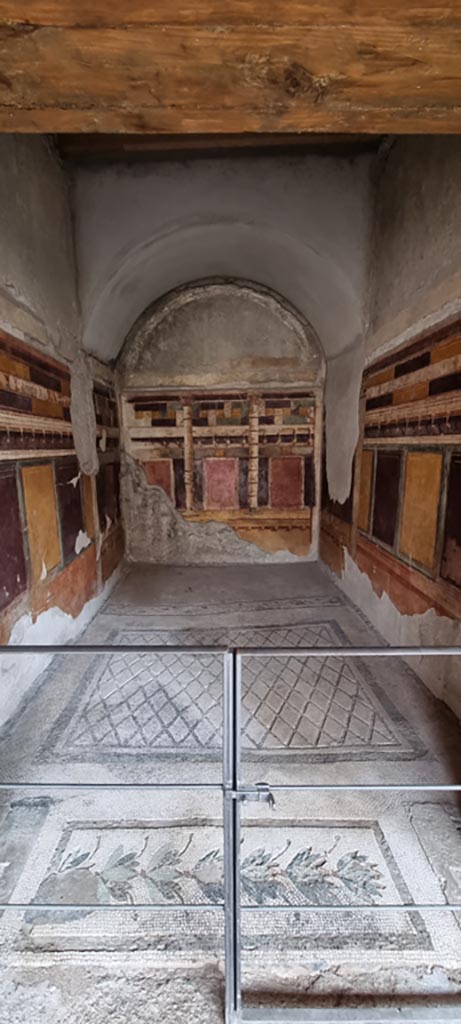 V.2.i Pompeii. December 2023.
Room 20, looking south across doorway threshold. Photo courtesy of Miriam Colomer.