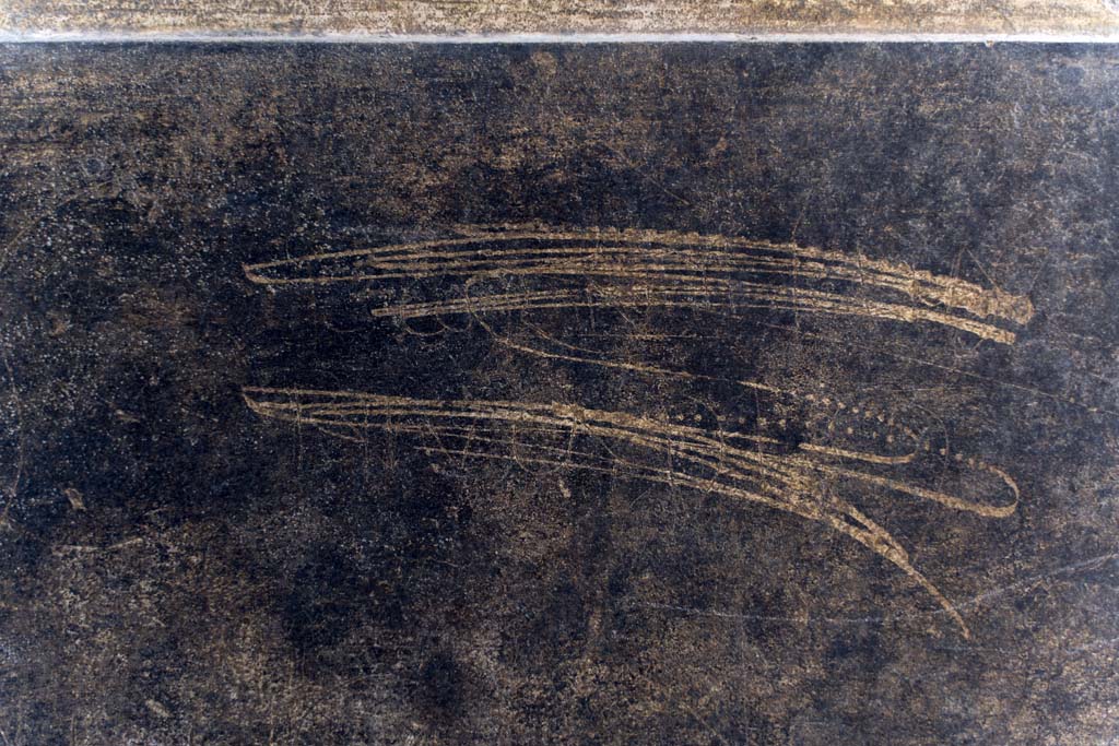 V.2 Pompeii. Casa di Orione. April 2022. 
North wall of entrance corridor, enlargement from black panel. Photo courtesy of Johannes Eber.