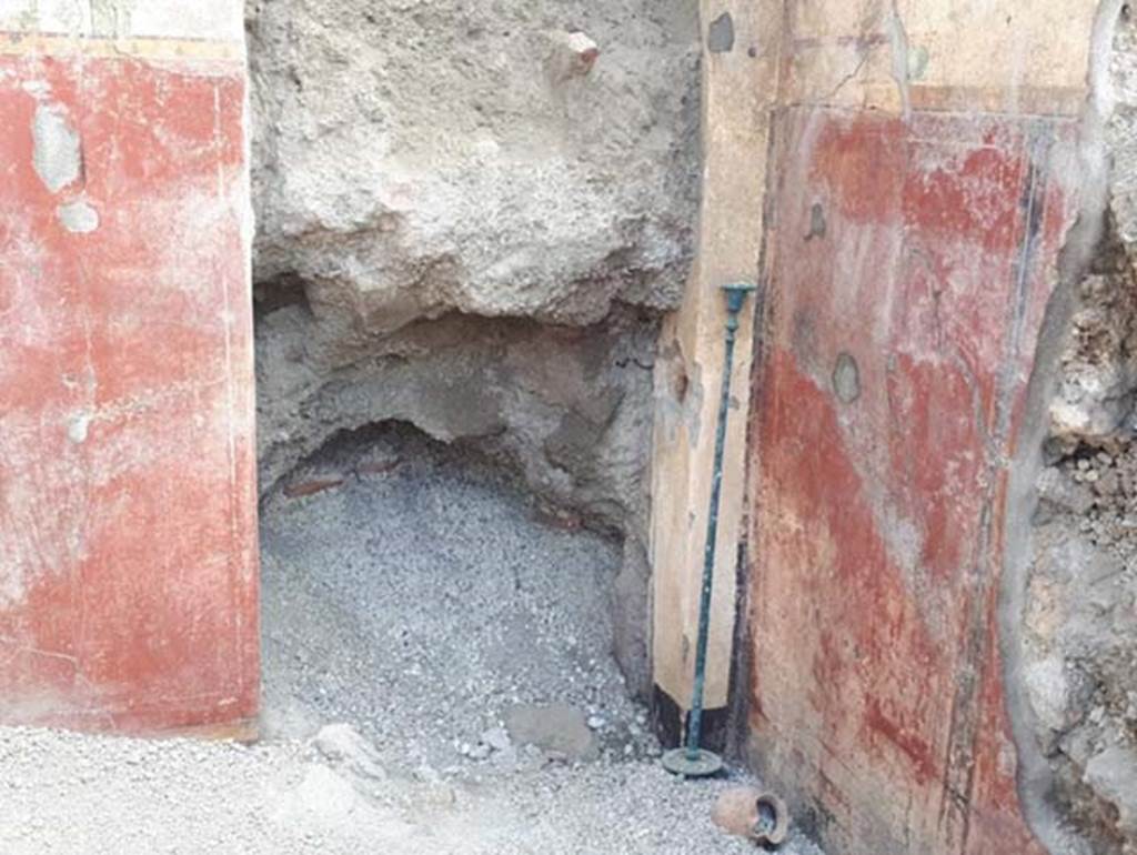 V.2.15 Pompeii. June 2018. Room A6 during 2018 excavations. Lower east wall doorway.
Photograph © Parco Archeologico di Pompei.