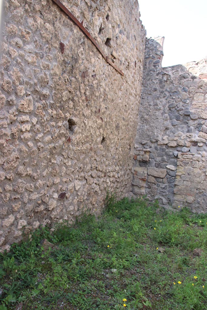 V.3.1 Pompeii. October 2023. 
Looking north along west wall into north-west corner. Photo courtesy of Klaus Heese.
