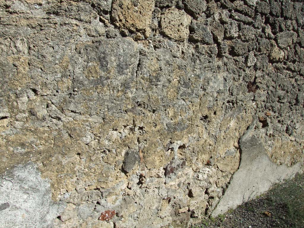 V.3.8 Pompeii. March 2009. East wall of large room behind oven.