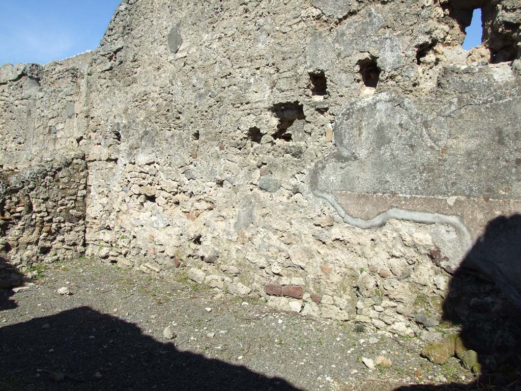 V.3.8 Pompeii. March 2009. East wall of narrow room on the east side.