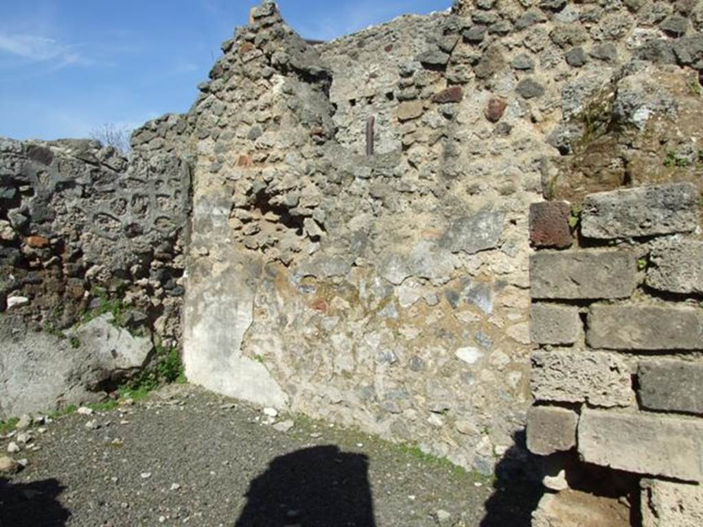 V.3.9 Pompeii. March 2009. East wall of room B on north-east side of atrium.