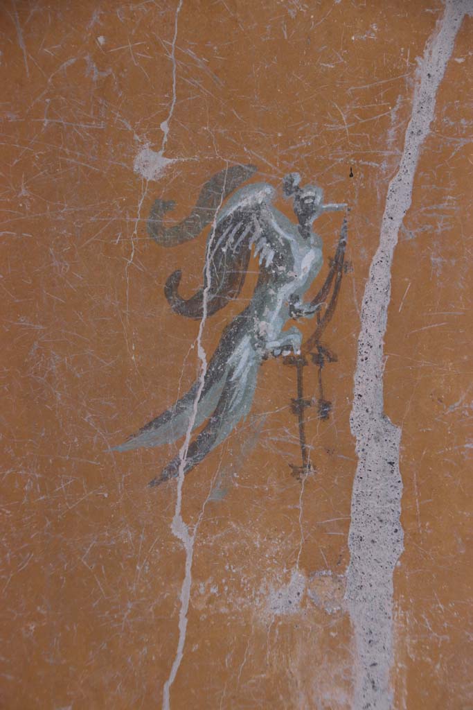 V.3 Pompeii. Casa del Giardino. September 2021. 
Room 1, painted detail from north wall at west end. Photo courtesy of Klaus Heese.