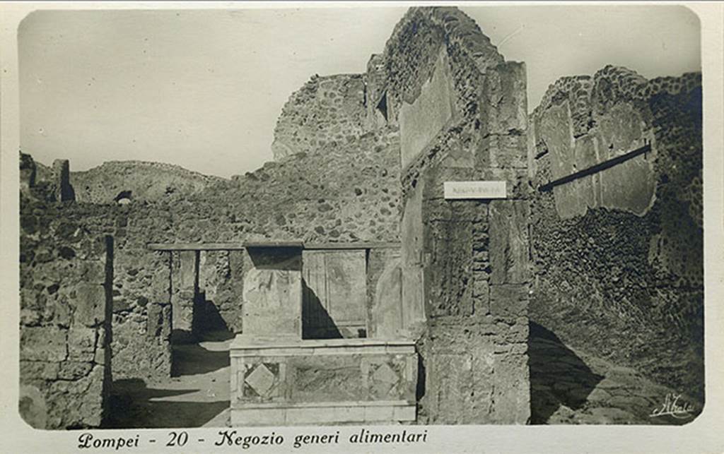 V.4.7 Pompeii. Postcard dated 8th March 1927 showing Bacchus and Silenus painting in situ. 
Photo courtesy of Rick Bauer.