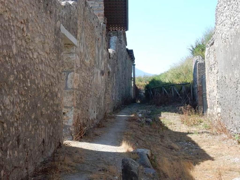 V.4.9 Pompeii. May 2017. Looking north along small vicolo, with doorway, on the left.  Photo courtesy of Buzz Ferebee.