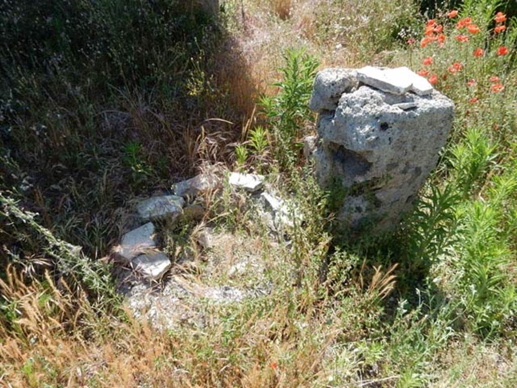 V.4.9 Pompeii. May 2017. Pillar on north-west corner of impluvium in atrium, with remains of cistern.  Photo courtesy of Buzz Ferebee.