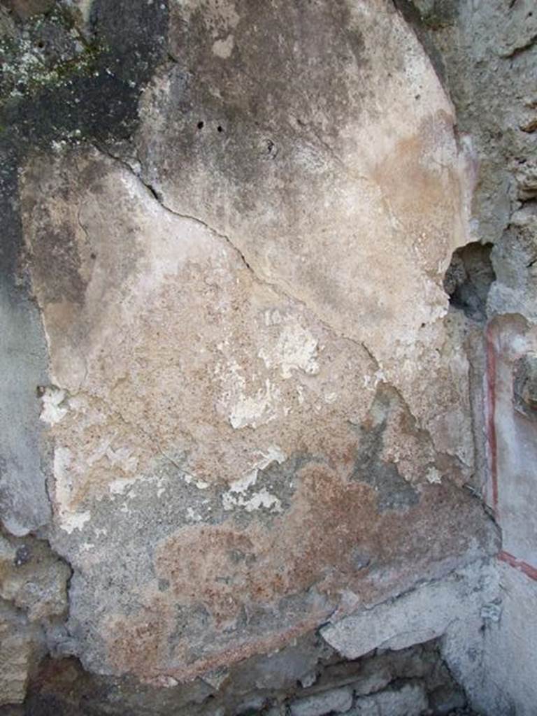 V.4.13 Pompeii. March 2009. West wall of garden on the west side of the niche.
