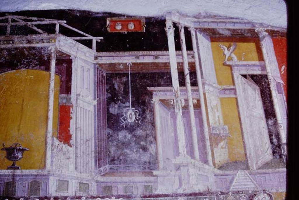 V.4.a Pompeii. 1968. Tablinum, architectural painting from upper south wall. Photo by Stanley A. Jashemski.
Source: The Wilhelmina and Stanley A. Jashemski archive in the University of Maryland Library, Special Collections (See collection page) and made available under the Creative Commons Attribution-Non Commercial License v.4. See Licence and use details.
J68f0668