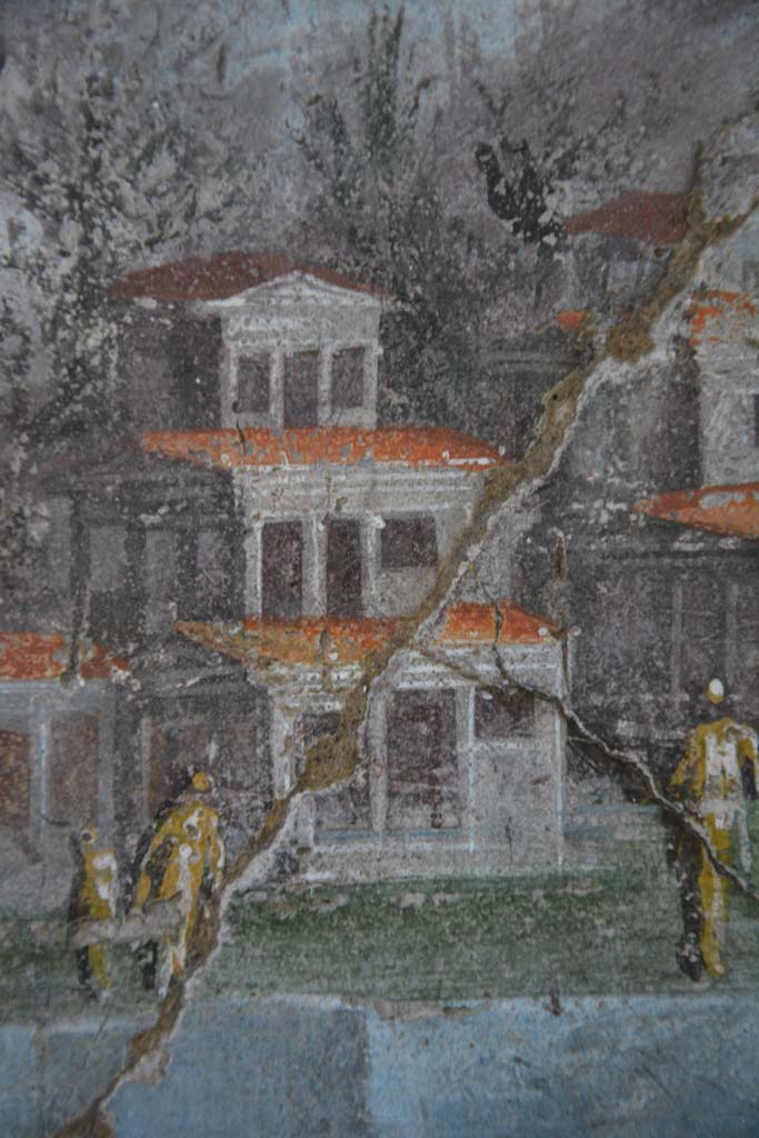 V.4.a Pompeii. March 2018. Room ‘h’, detail from small painting in centre of black panel at west end of south wall of tablinum.
Foto Annette Haug, ERC Grant 681269 DÉCOR.