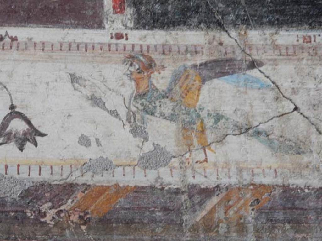 V.4.a Pompeii. May 2015. Detail from upper centre of west wall of cubiculum. 
Photo courtesy of Buzz Ferebee.