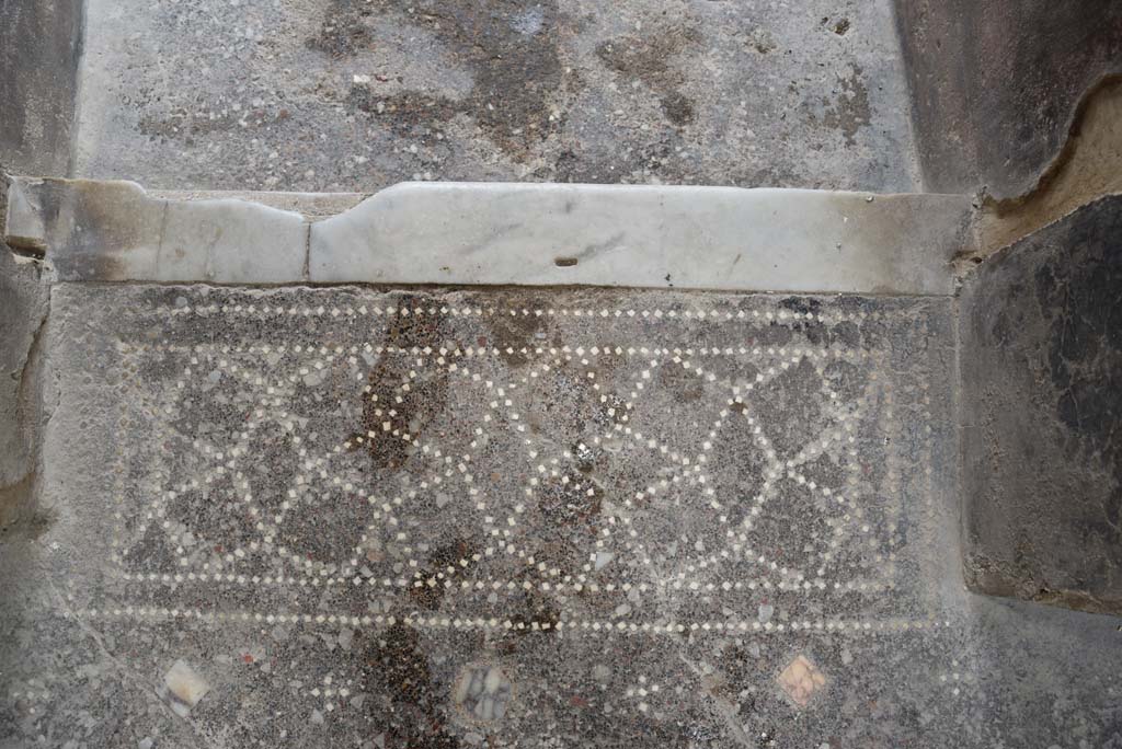 V.4.a Pompeii. March 2018. 
Looking west to detail of patterned doorway threshold with marble step down to entrance corridor. 
Foto Annette Haug, ERC Grant 681269 DÉCOR