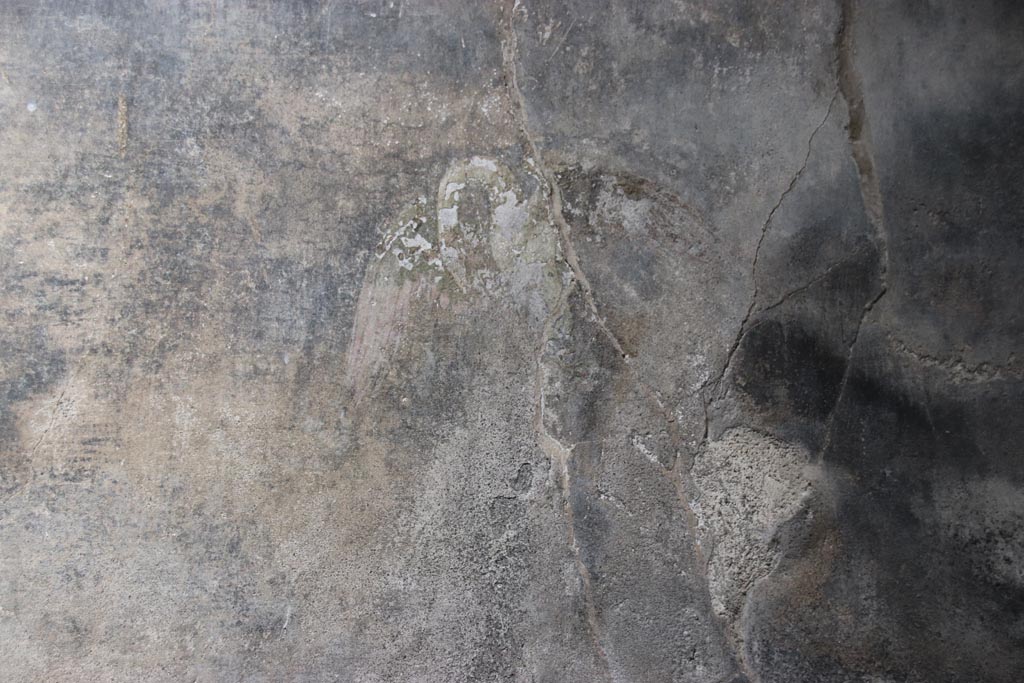 V.4.a Pompeii. October 2023. 
Room ‘b’, detail from fourth panel on north wall at east end in north-east corner. Photo courtesy of Klaus Heese.