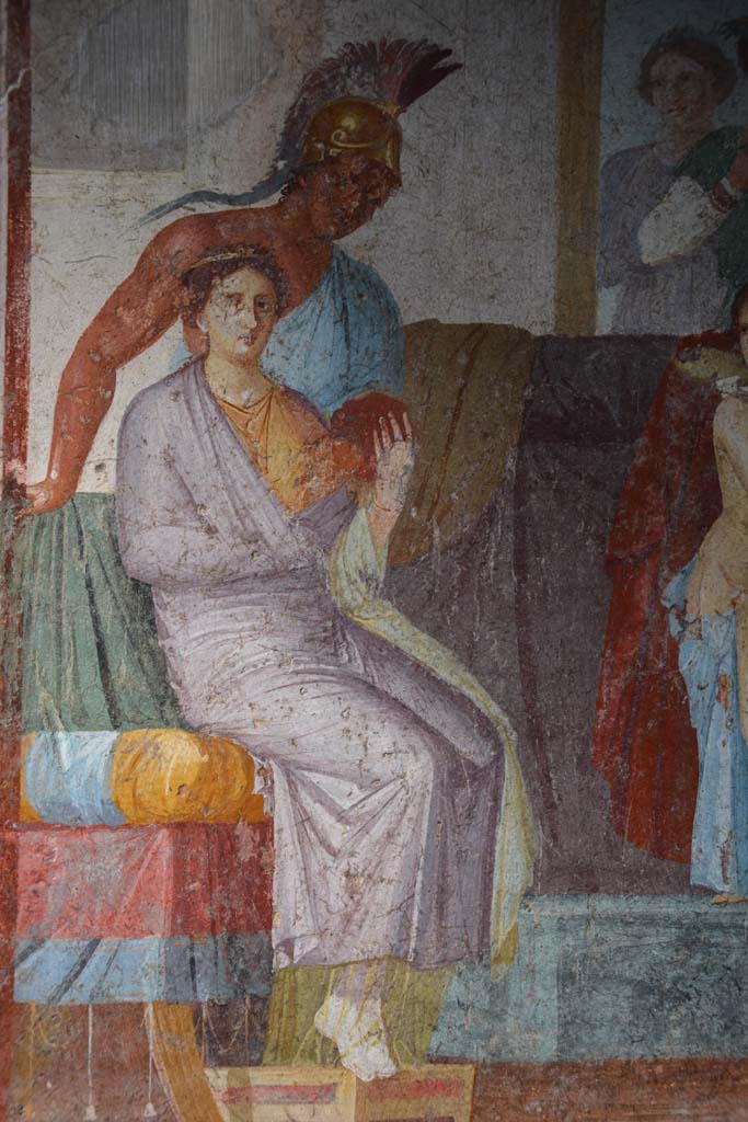 V.4.a Pompeii. March 2018. 
Room ‘h’, detail of Mars and Venus from central panel of north wall of tablinum
Foto Annette Haug, ERC Grant 681269 DÉCOR.