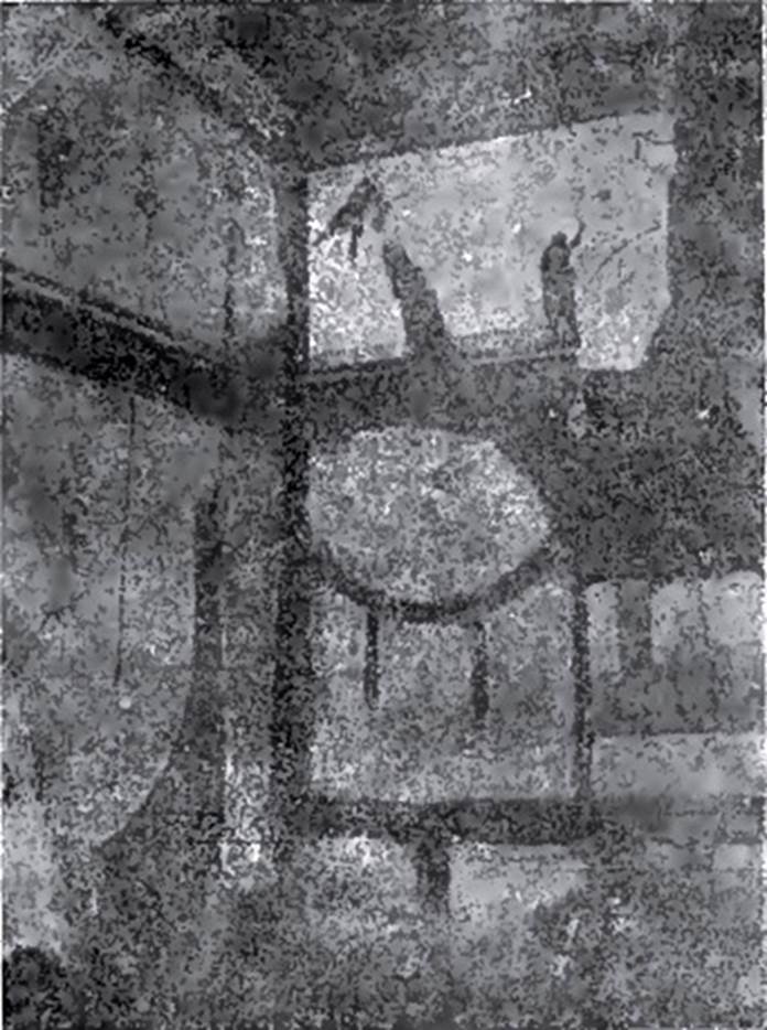 V.5.3 Pompeii. Room 6, north-west corner of triclinium.
See Notizie degli Scavi di Antichità, 1899, p.354