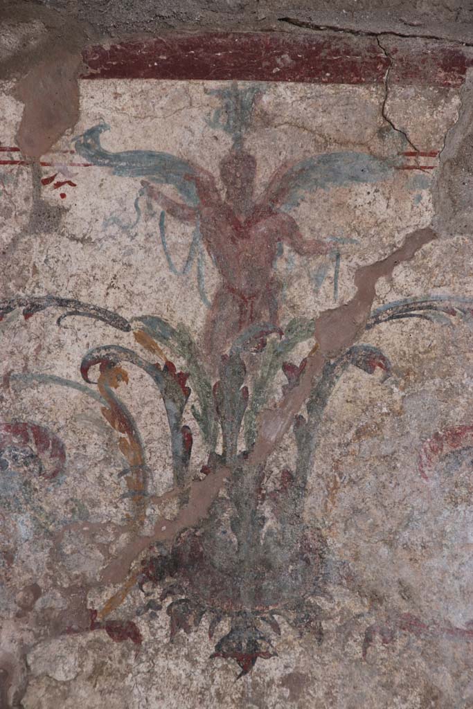 V.7.1 Pompeii, September 2021. 
Detail of painted figure from north wall at west end. Photo courtesy of Klaus Heese.