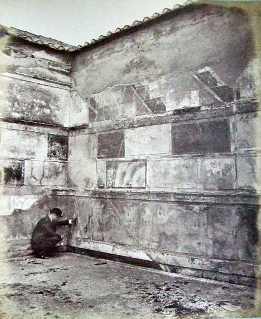 VI.2.4 Pompeii. Old undated photograph of 1870s. Winter Triclinium, room in north-west corner of atrium. 
Courtesy of Society of Antiquaries. Fox Collection.