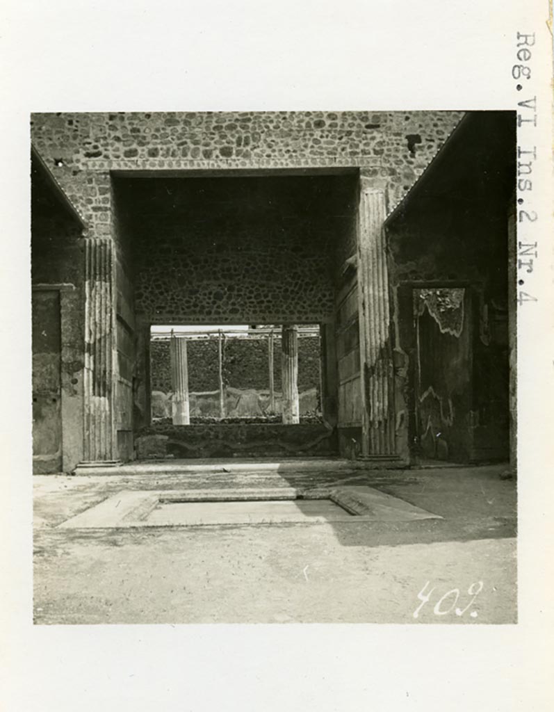 VI.2.4 Pompeii. Pre-1937-1939.  Looking east through tablinum, from atrium.
Photo courtesy of American Academy in Rome, Photographic Archive. Warsher collection no. 409.
