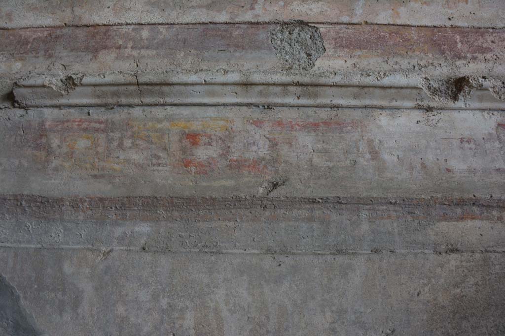 VI.2.4 Pompeii. March 2019. Detail of painted decoration from lower north wall in north-west corner, area above zoccolo. 
Foto Annette Haug, ERC Grant 681269 DÉCOR.